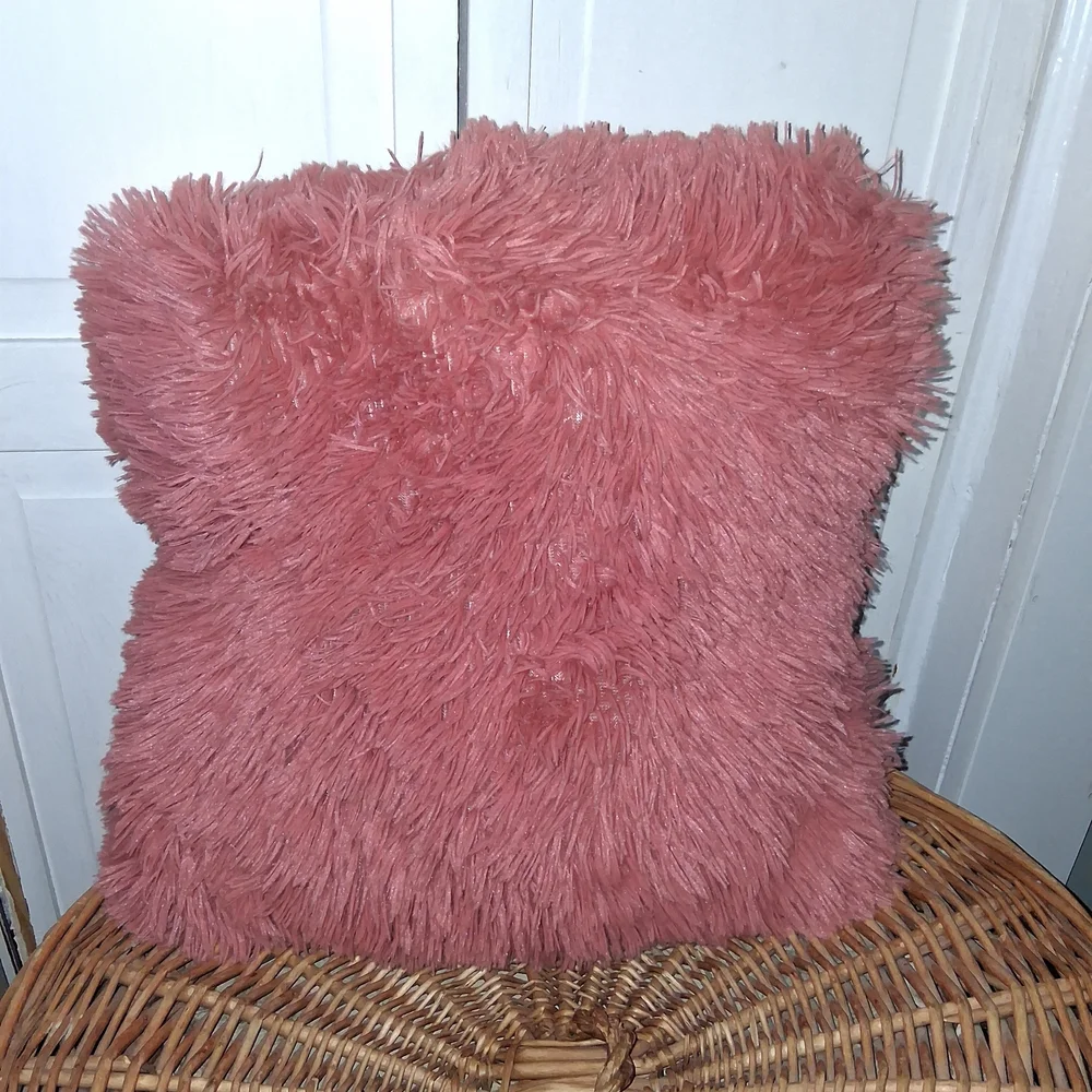 Fluffy Pink Throw Pillow